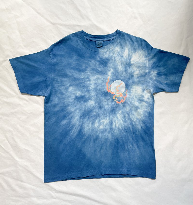 LOVE Ghost  愛 月 骸骨　平和 Indigo dyed 藍染 organic cotton Japanblue shibori 絞り染め 幽霊 - 女 T 恤 - 棉．麻 藍色