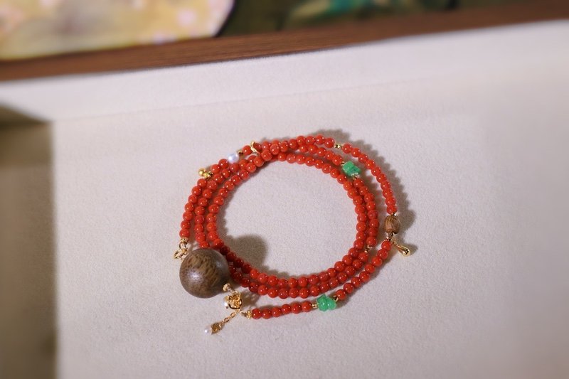 天然川料南紅項鏈毛衣鏈手鏈奇楠沉香轉運珠本命年必備平安喜樂鏈 - 項鍊 - 水晶 