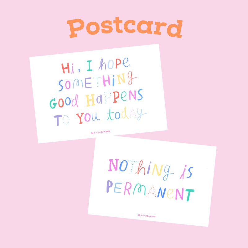 Something good will happen to you / Nothing is permanent postcard - 卡片/明信片 - 紙 