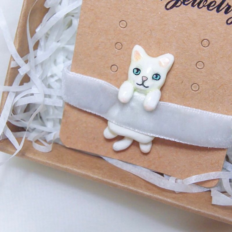Cat Necklace  Choker - Chokers - Clay White