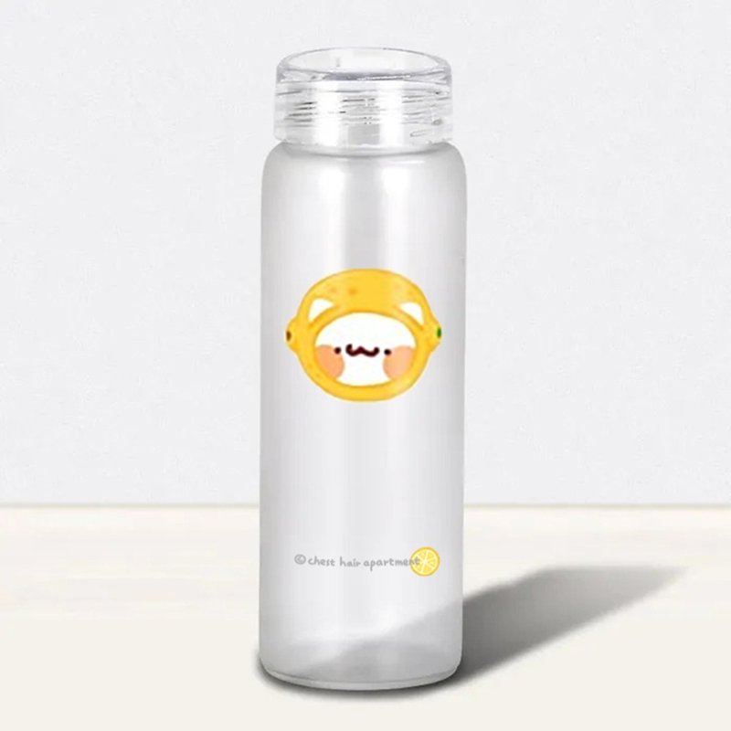 Transparent frosted glass bottle 17oz small lemon head | chest hair apartment water gift - แก้ว - แก้ว 