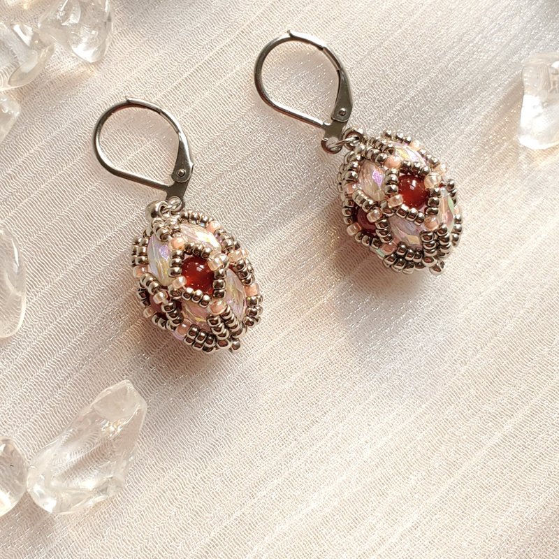 Easter Egg Earrings - Carnelian - ต่างหู - วัสดุอื่นๆ สีแดง