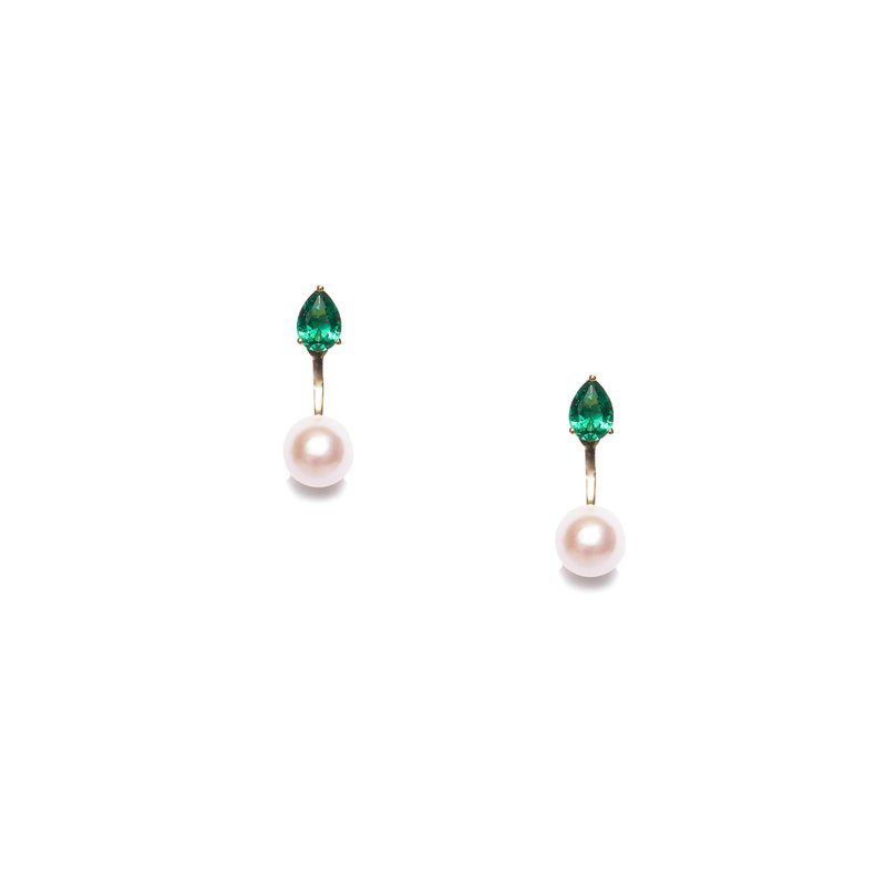 勇往直前山系撞色珍珠耳環 925銀厚鍍18K金 Corag P Earring - 耳環/耳夾/耳骨夾 - 珍珠 金色