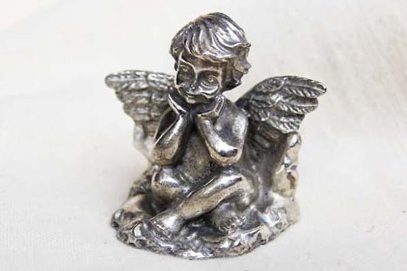 手工錫製小天使造型筆座 | 歐式 復古 書寫 文具 - 筆筒/筆座 - 其他金屬 銀色