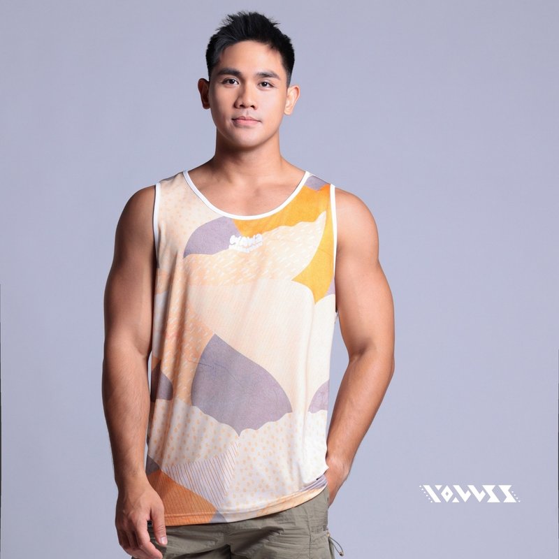 [Towards the Waves Series] Whale Tail Peach Style Cooling Vest (Suitable for Men and Women) - Men's Tank Tops & Vests - Polyester Gold