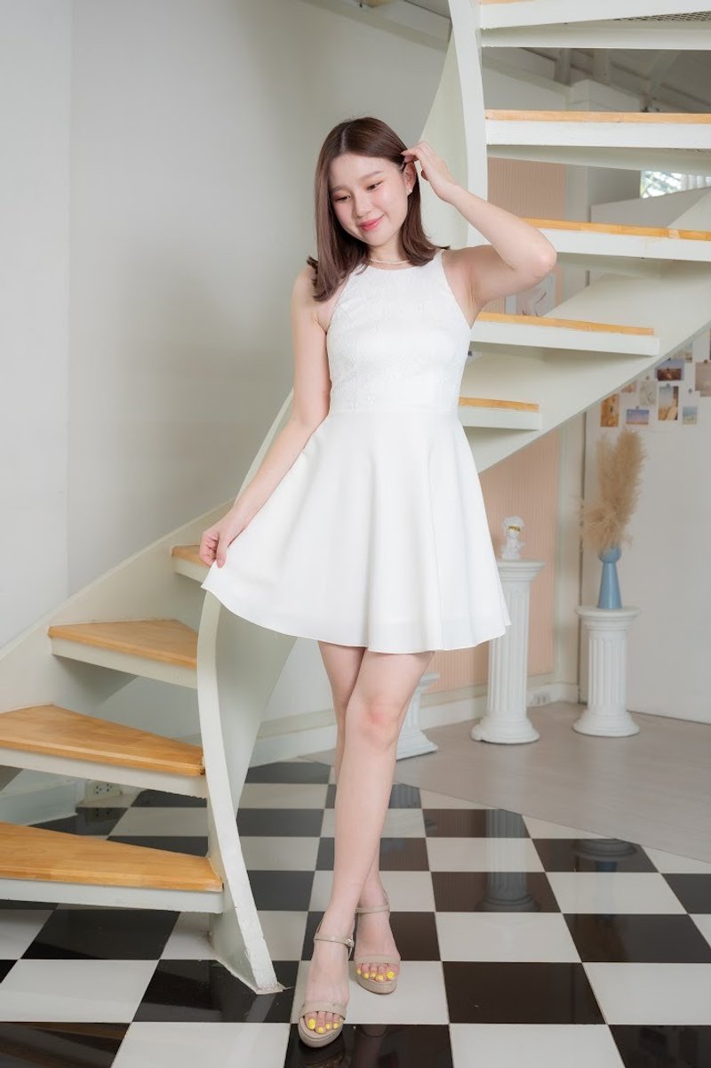 ドレス　Vintage white lace wedding dress summer Dress Evening prom bridesmaid dress - 洋裝/連身裙 - 聚酯纖維 白色