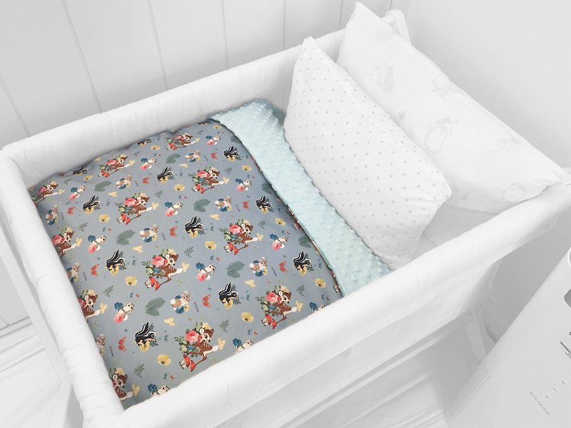 Hush Baby Handmade Receiving Blanket (Deer+Opal Blue) - Bedding - Other Materials Multicolor