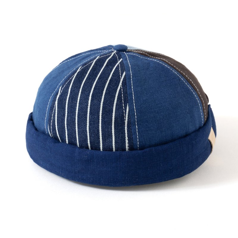 【カントリースタイル】パッチワークセーラーハット-ダークブルー（AH205） - 帽子 - コットン・麻 ブルー