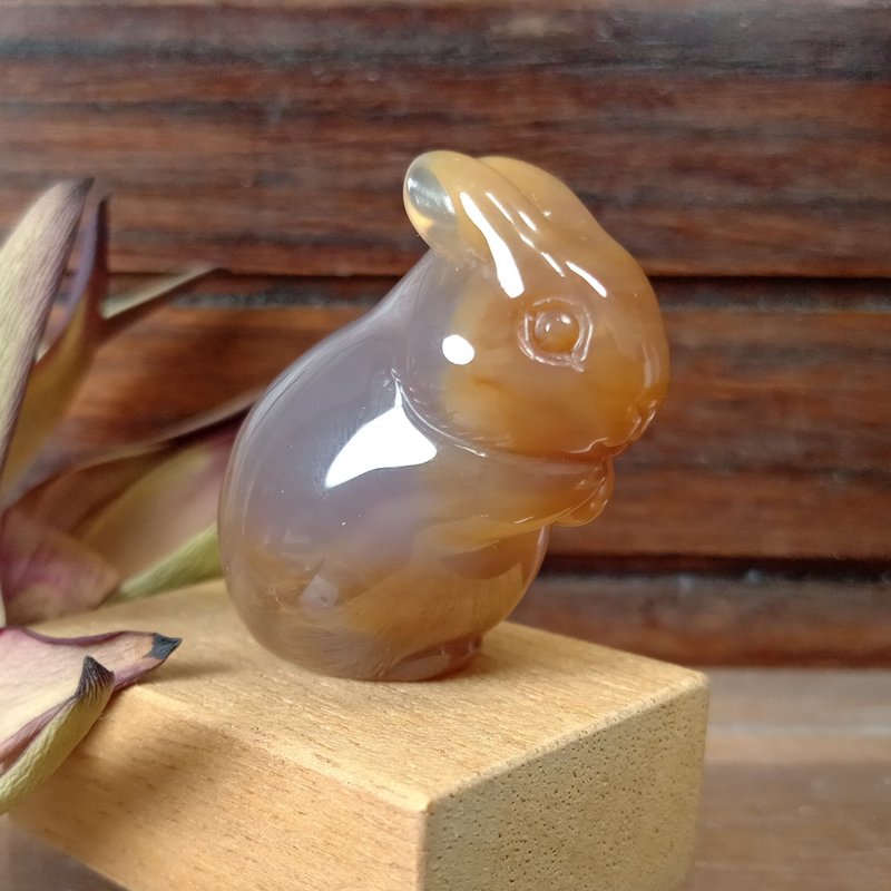 小雕件 小品動物-兔 彩虹木化玉 - 擺飾/家飾品 - 玉石 紫色