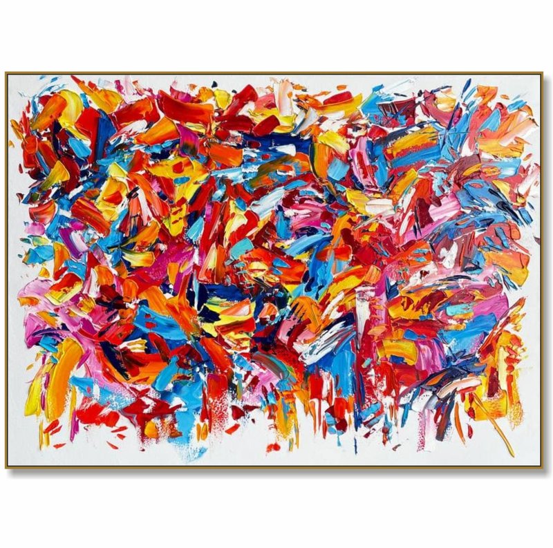Abstract Painting on Canvas Original Colorful Wall Art Heavy Textured Artwork - 壁貼/牆壁裝飾 - 壓克力 多色