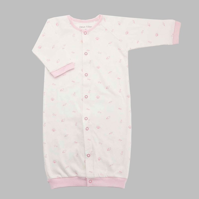 [Deux Filles Organic Cotton] Baby Jumpsuit/Anti-kick gown-0~December - Onesies - Cotton & Hemp Pink