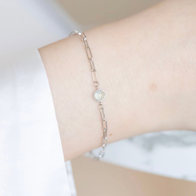 Stone 925 sterling silver personalized chain bracelet - Bracelets - Crystal Silver