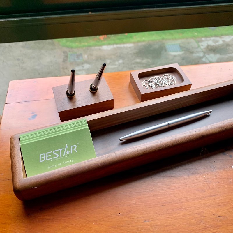 Bestar counter pen holder/storage tray/walnut solid wood/mobile - กล่องใส่ปากกา - ไม้ สีเหลือง