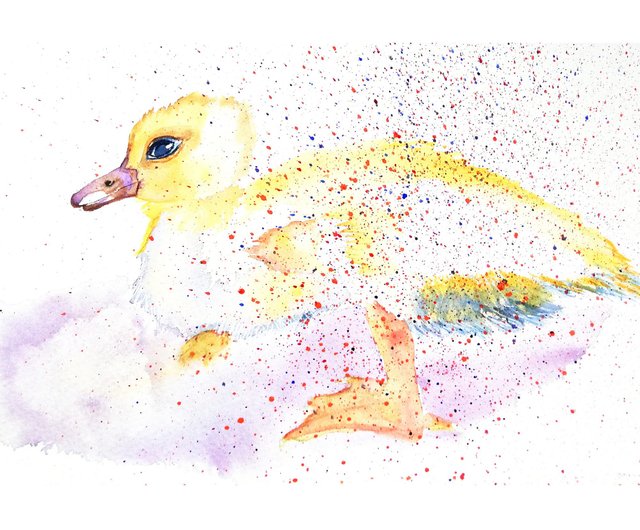 アヒルの絵画の家の装飾のウォールアートアヒルの小さな壁の絵画動物のオリジナルアート ショップ Raylarart ポスター 絵 Pinkoi