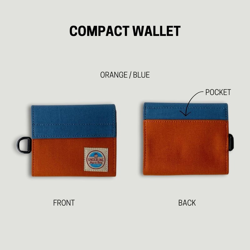 Orange Compact Wallet With Neck Strap - กระเป๋าสตางค์ - ผ้าฝ้าย/ผ้าลินิน สีส้ม