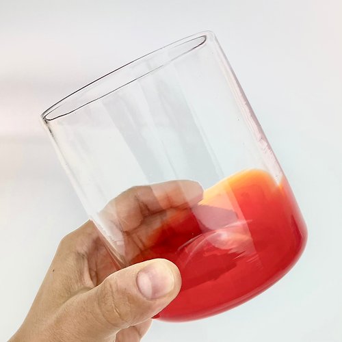 臺灣玻璃舘 鮮紅威士忌杯 手作玻璃杯 純手工吹製