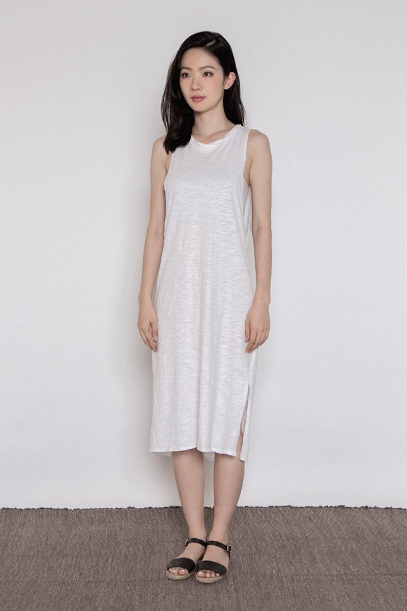 Outspoken slushy cotton dress - white - One Piece Dresses - Cotton & Hemp 