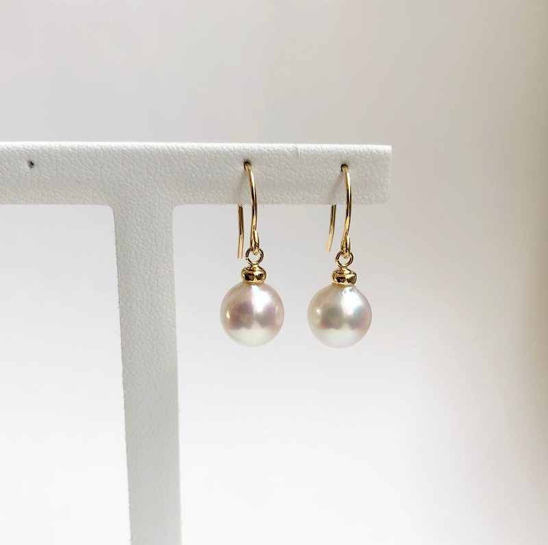 [Special price] Akoya pearl earring 750 Saltwater pearl - ต่างหู - ไข่มุก สีกากี