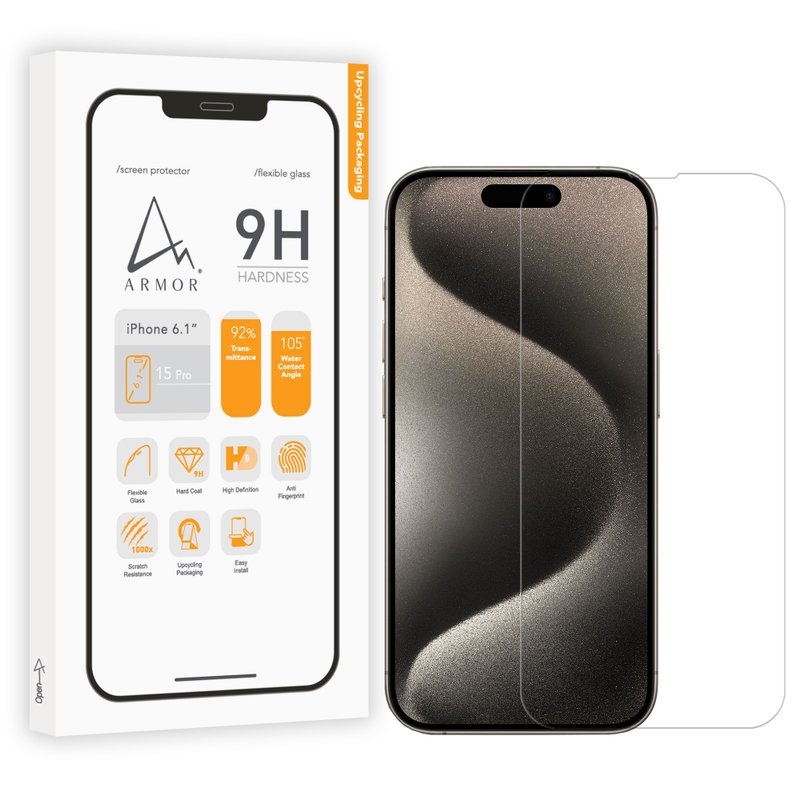 ARMOR Flexible Glass Screen Protector for iPhone 15 / 16 Series, 9H with HD - Phone Accessories - Other Materials 