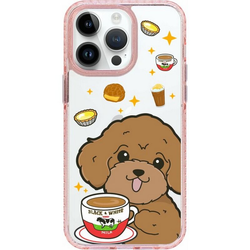 Poodle Milk Tea Momen iPhone 16 Samsung s24 Golden Case/Mirror Case/Hybrid Plus - Phone Cases - Plastic Multicolor