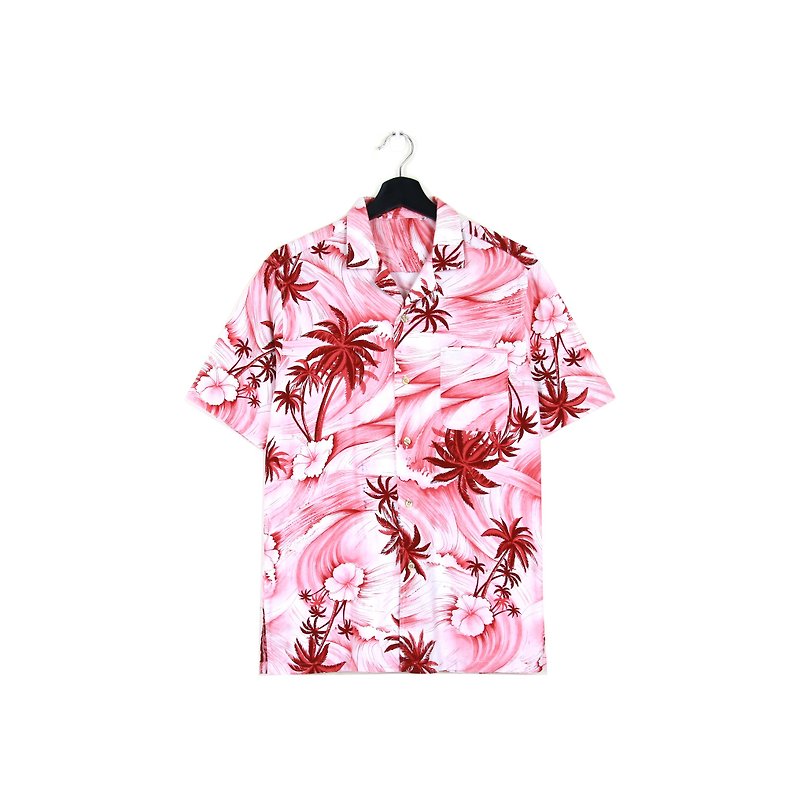Back to Green :: Pink Ocean // Both men and women can wear // vintage Hawaii Shirts (H-19) - เสื้อเชิ้ตผู้ชาย - ผ้าฝ้าย/ผ้าลินิน 