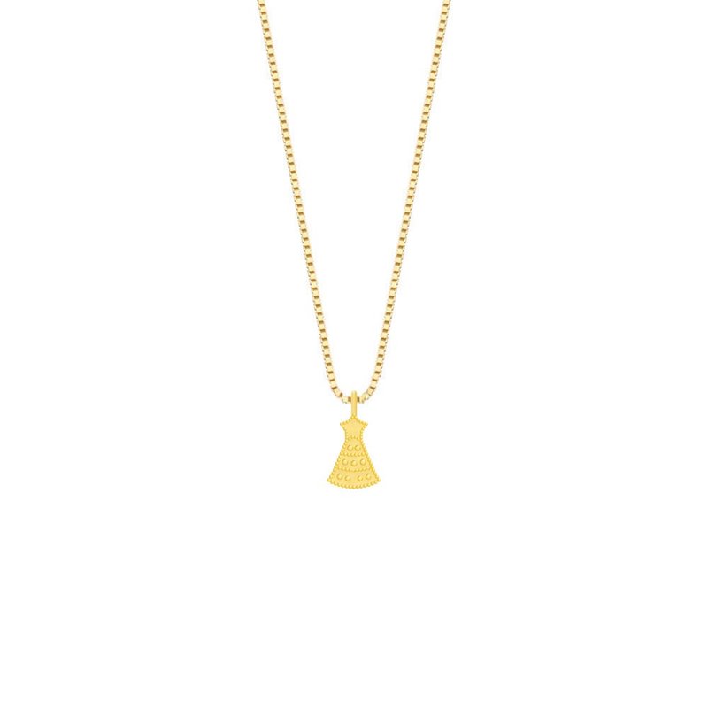 Treasure chest gold ornaments 9999 gold pure gold Christmas tree bell pendant necklace clavicle chain Christmas gift - Necklaces - 24K Gold Gold