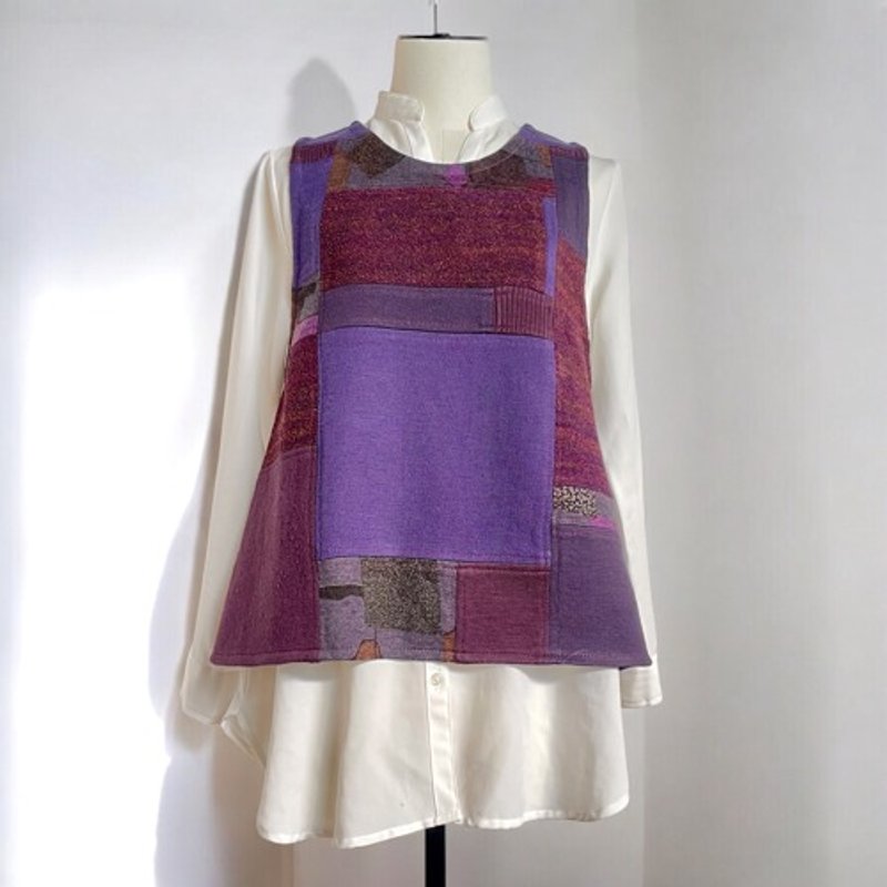 Pinkoi Proxy Purchase -  2-way knit vest [shipping included] Vintage remake purple - Women's Tops - Cotton & Hemp 