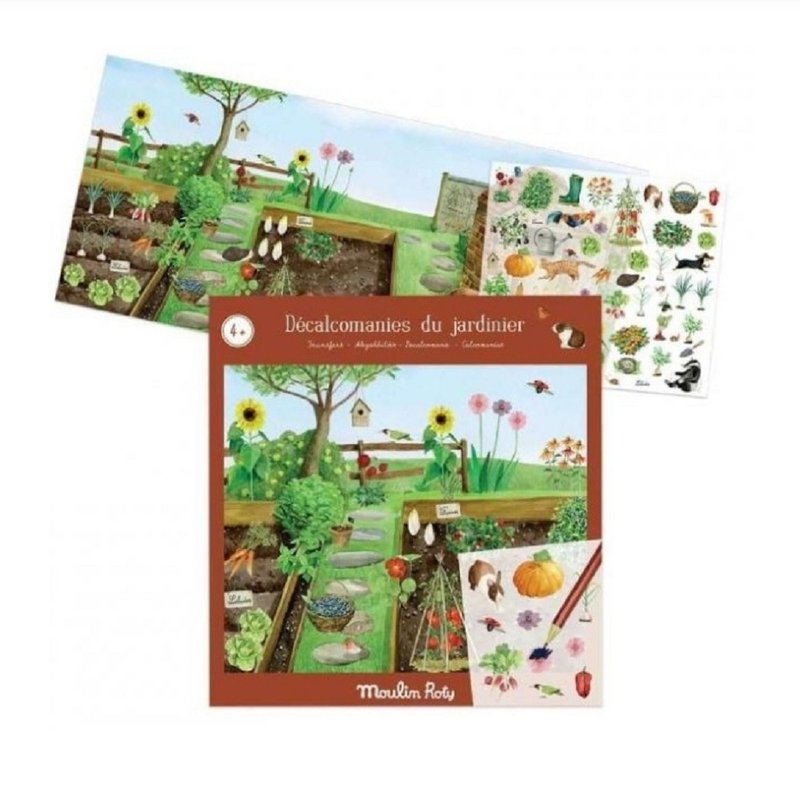 法國品牌 Moulin Roty 場景轉印貼紙-花園探索 - 兒童繪本/故事書 - 紙 多色