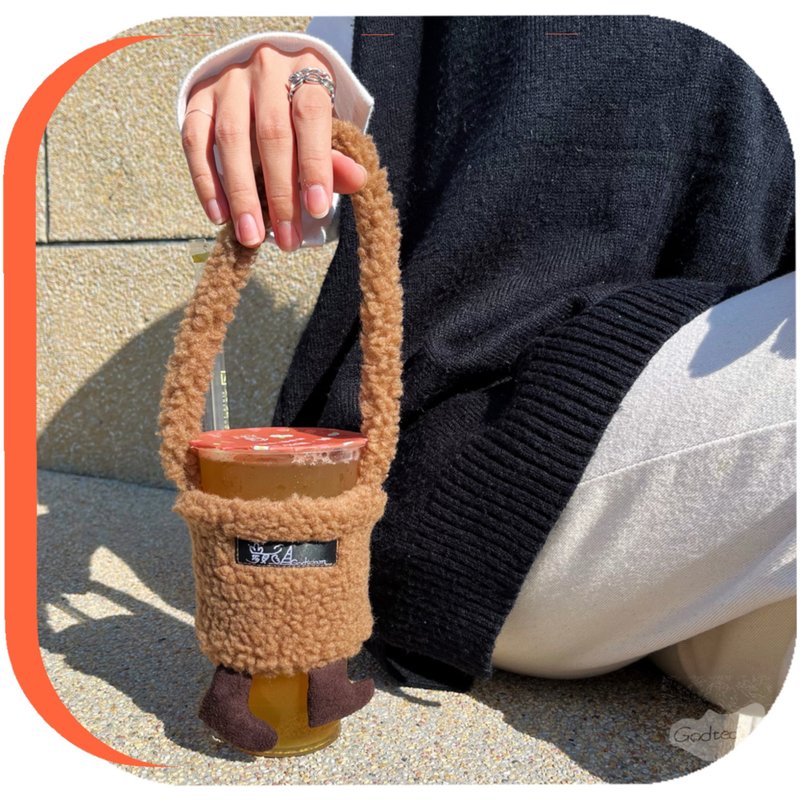 Yan value spot/Bear coffee-with sub-sections/ Yan value drink cup holder - ถุงใส่กระติกนำ้ - วัสดุอื่นๆ สีนำ้ตาล