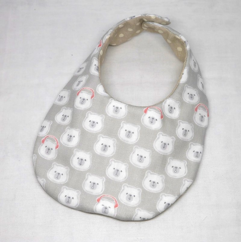 Japanese Handmade 8-layer-gauze Baby Bib - ผ้ากันเปื้อน - ผ้าฝ้าย/ผ้าลินิน สีเทา
