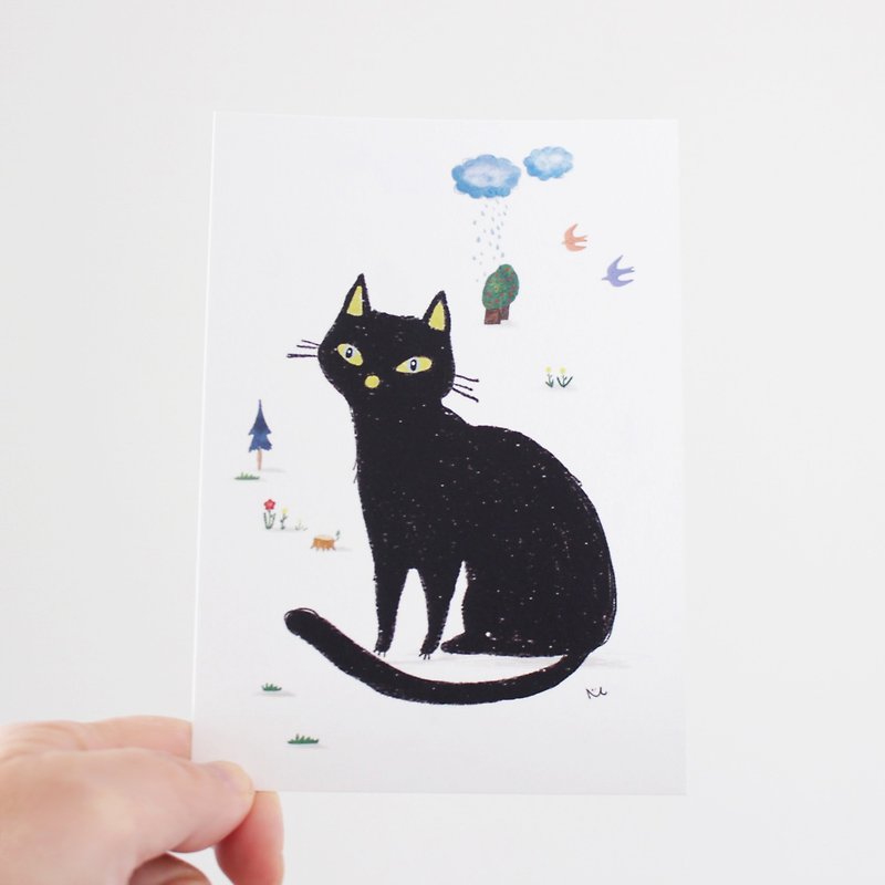 静かな黒猫のはがきI MissCatCat - カード・はがき - 紙 ブラック
