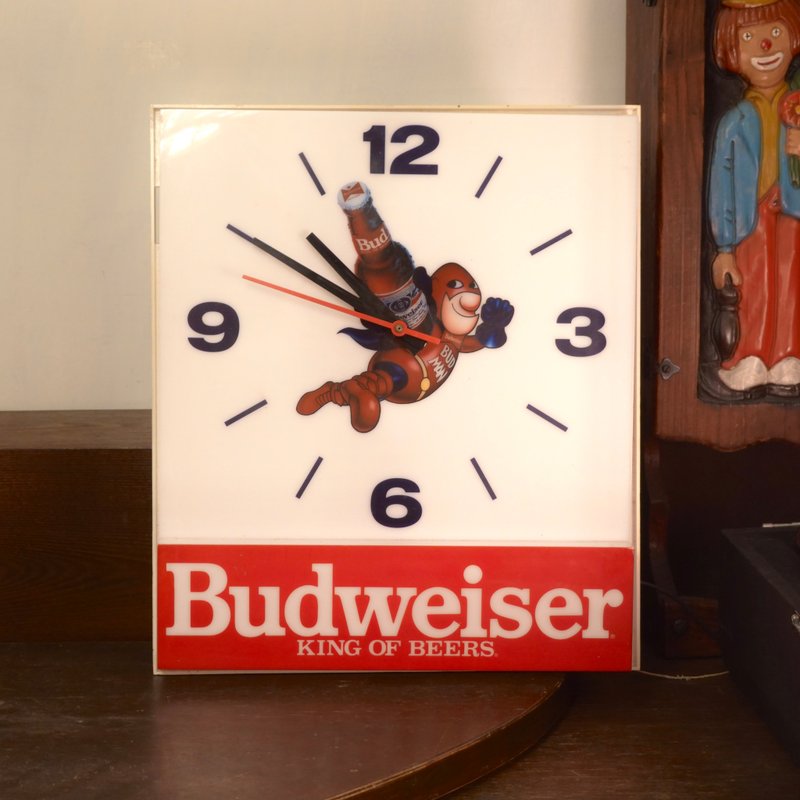 American-made 1991 Budweiser Budman Signature Clock Light Box American Retro Beer - โคมไฟ - พลาสติก หลากหลายสี