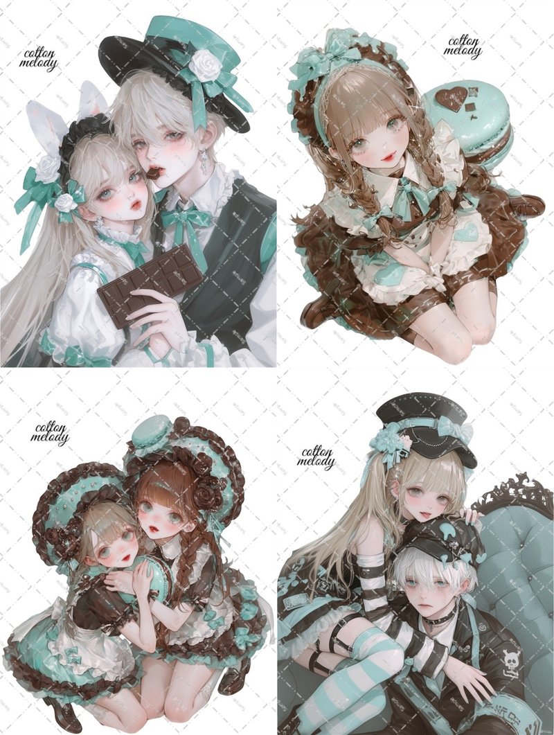 【期間限定】 チョコミントフェスティバルセットB / 20種類各3枚 / novelty 2種類 / cotton melody / 人物ステッカー - 貼紙 - 紙 