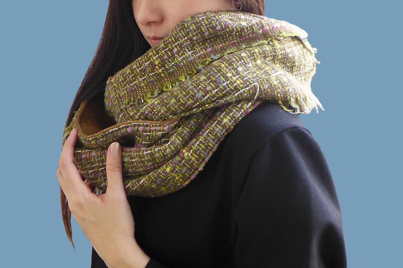 Winter good friends-super thick double-sided woolen neck circumference - Scarves - Wool Brown