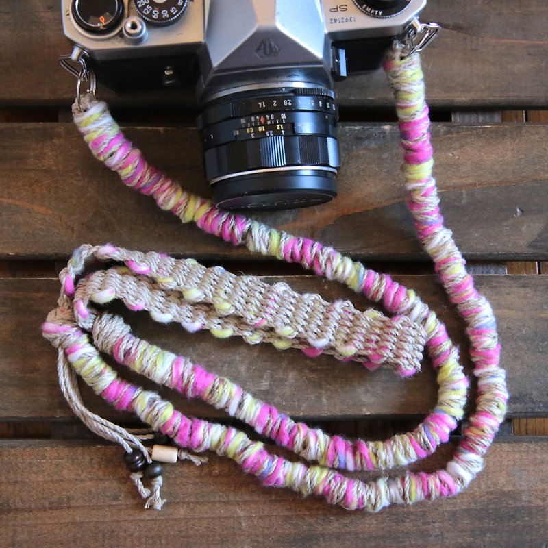 Limited number / Fleece tape yarn hemp string Hemp camera strap / double ring - ขาตั้งกล้อง - ผ้าฝ้าย/ผ้าลินิน 