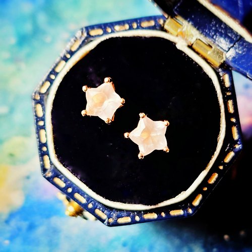 Tamasii Jewellery 粉晶小星星電鍍18K玫瑰金純銀耳環