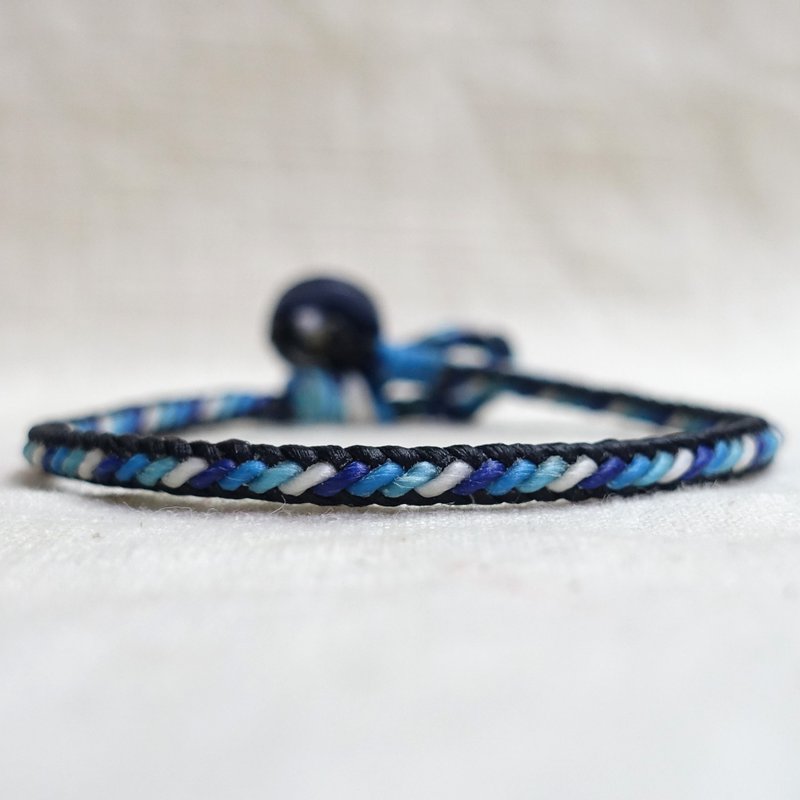 Blue gradient-black frame bracelets and foot rings│Handmade Wax thread weaving-classic diagonal style│Waterproof - Bracelets - Waterproof Material Blue