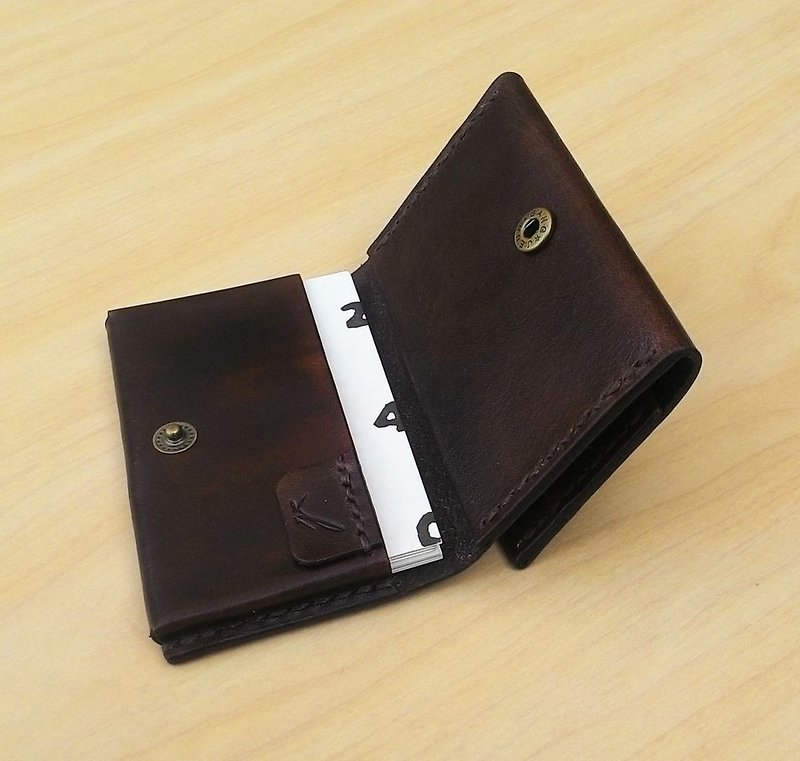 Staggered - Multipurpose folded card holder / small purse Easy - ที่เก็บนามบัตร - หนังแท้ สีนำ้ตาล