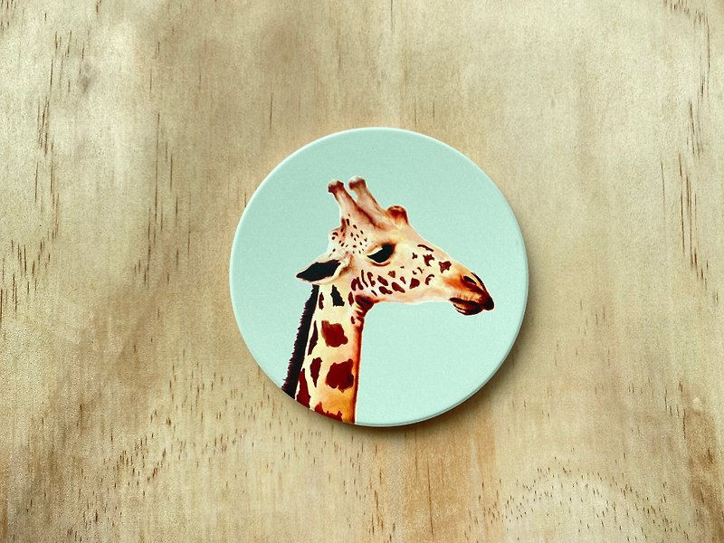 Giraffe - Ceramic absorbent coaster - Coasters - Pottery White