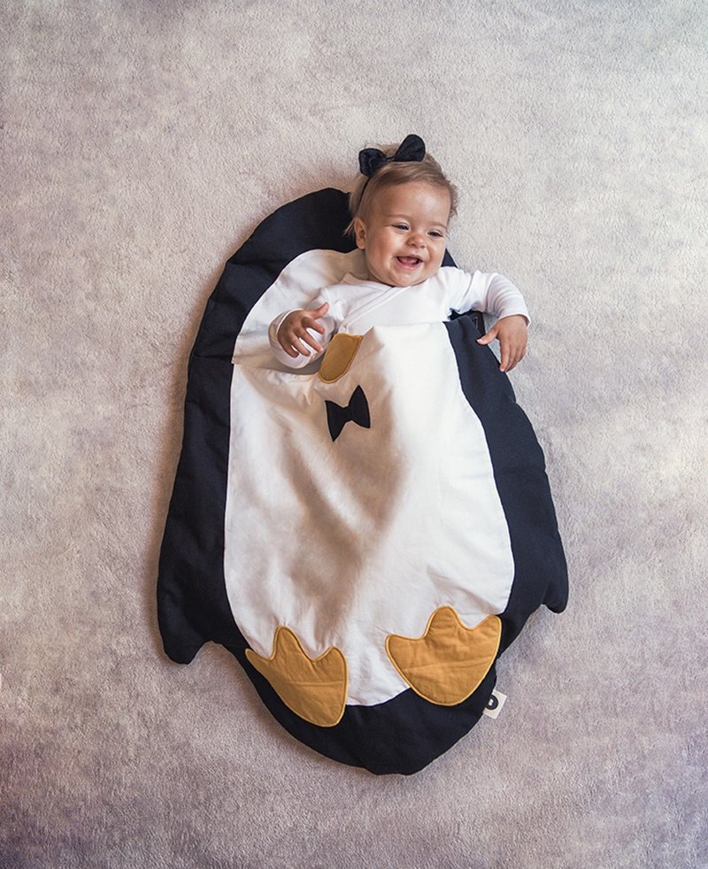 【NEW】Shark Bite BabyBites Cotton Multifunctional Sleeping Bag for Infants-Penguin Shape - Bedding - Cotton & Hemp Black