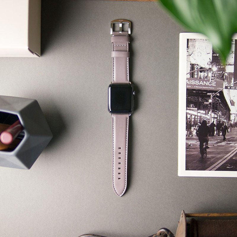 Apple Watch 42/44/45/49mm Leather Band – Cement - สายนาฬิกา - หนังแท้ สีเทา