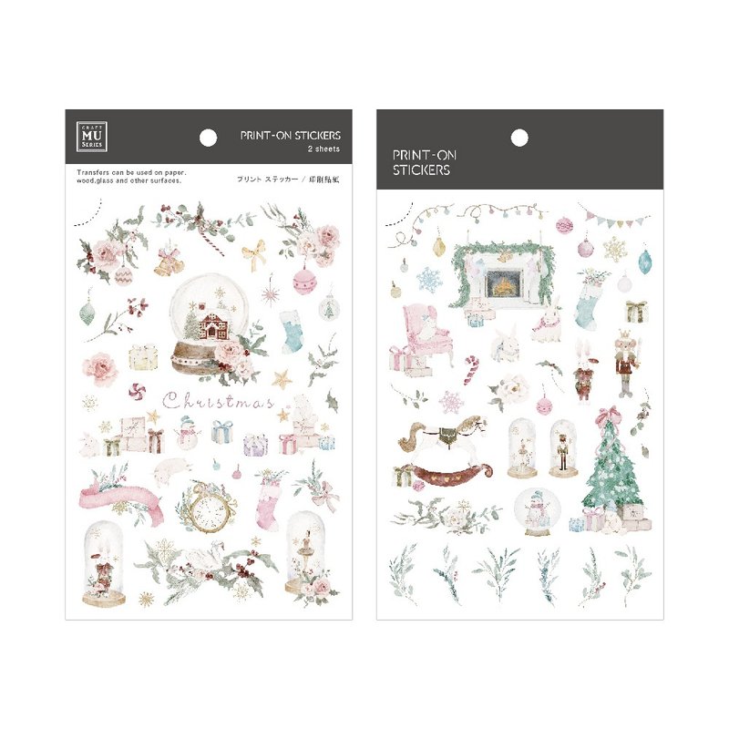 【Print-On Stickers】Christmas Edition 25 | Rub-on Sticker、Transfer Sticker - สติกเกอร์ - วัสดุอื่นๆ สึชมพู