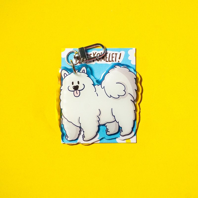 Fluffy Omelet - Keychain / Pin / Phone Grip - POWDER SAMOYED DOG - 吊飾/掛飾 - 壓克力 橘色