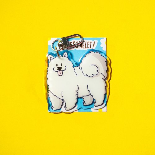 Fluffy Omelet Fluffy Omelet - Keychain / Pin / Phone Grip - POWDER SAMOYED DOG