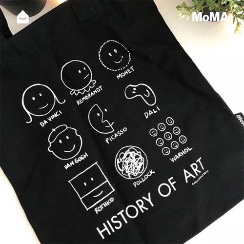 唯有家設計商店 美國 MoMA 藝術家文藝範黑白簡約帆布包 黑色插畫帆布袋購物袋