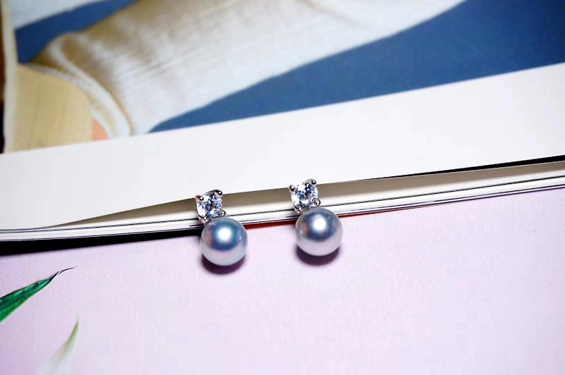 Mother's Day Princess Style Natural Seawater Pearl Zhendo Linen Linen Silver Earrings - ต่างหู - ไข่มุก สีเงิน