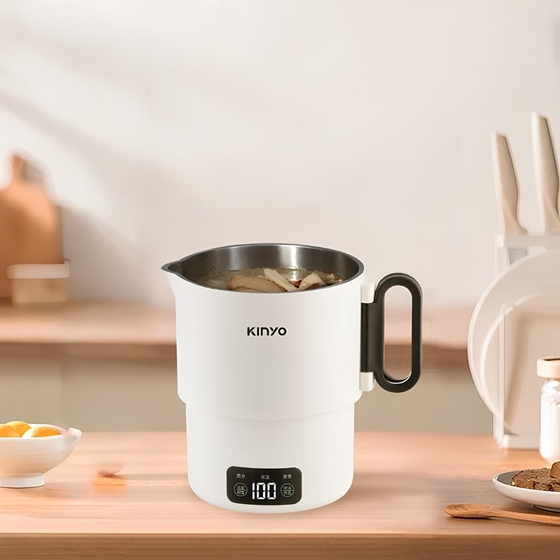 【KINYO】雙電壓電子小圓鍋 - 廚房家電 - 不鏽鋼 白色