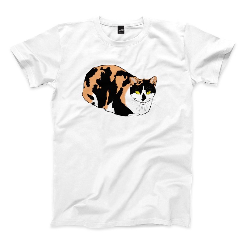 Cat Tipping Ink-White-Unisex T-shirt - เสื้อยืดผู้ชาย - ผ้าฝ้าย/ผ้าลินิน ขาว