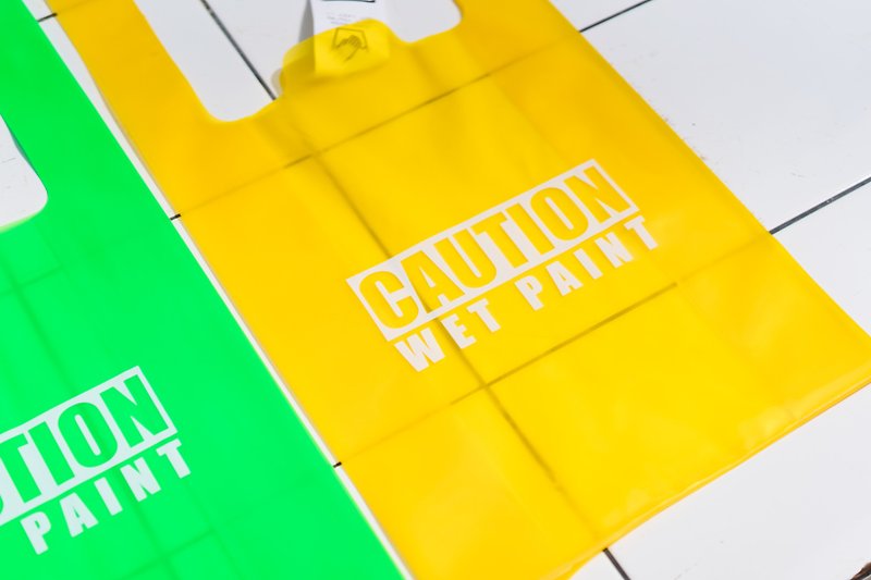ビニール袋/注意ウェットペイント/黄色 - その他 - プラスチック イエロー