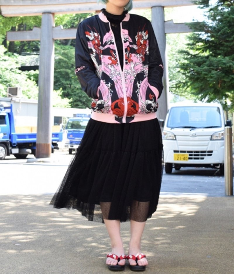 原宿街頭東瀛和風海神王飛龍印花款長袖橫須賀外套【JA0075】 - 女裝上衣 - 聚酯纖維 